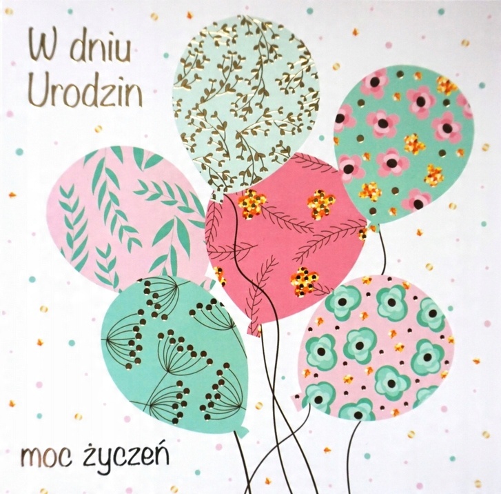 

Kartka urodzinowa z życzeniami i kopertą