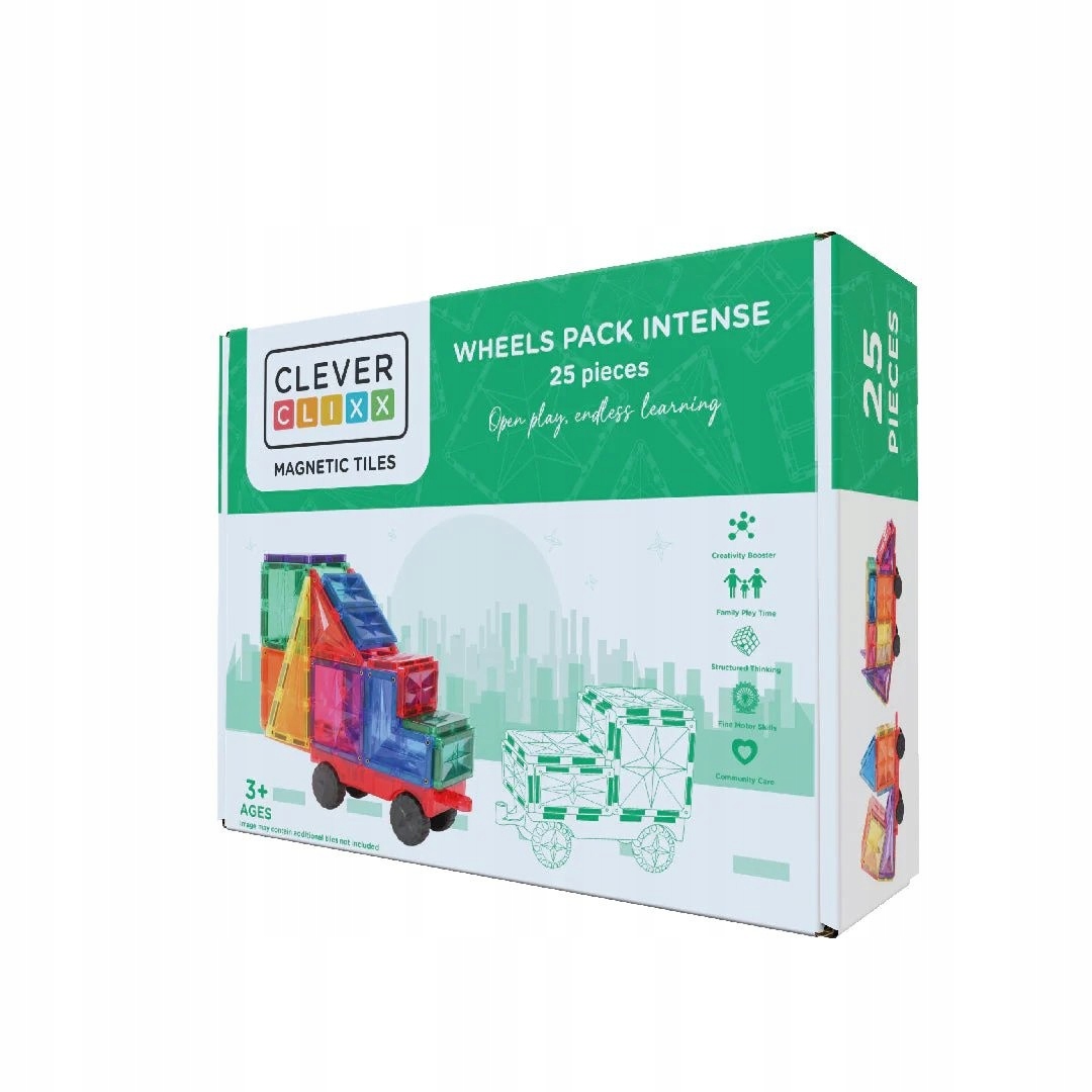 Cleverclixx Klocki magnetyczne Wheels Pack Intense 25 el.