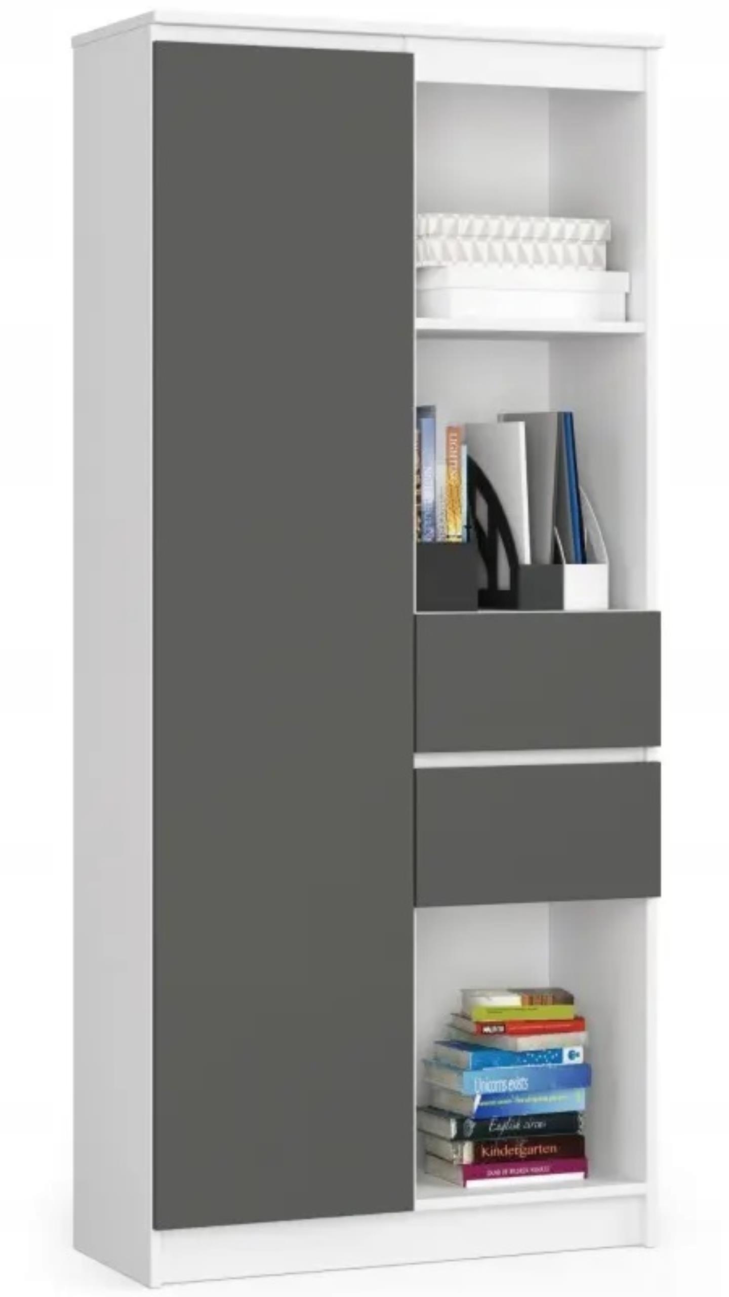 Regál R15 Clp 80 cm biely-grafit na knihy Akd