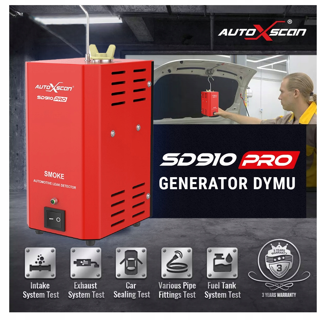 TESTER SZCZELNOŚCI SILNIKA RUR WĘŻY GENERATOR DYMU Kod producenta SD910PRO