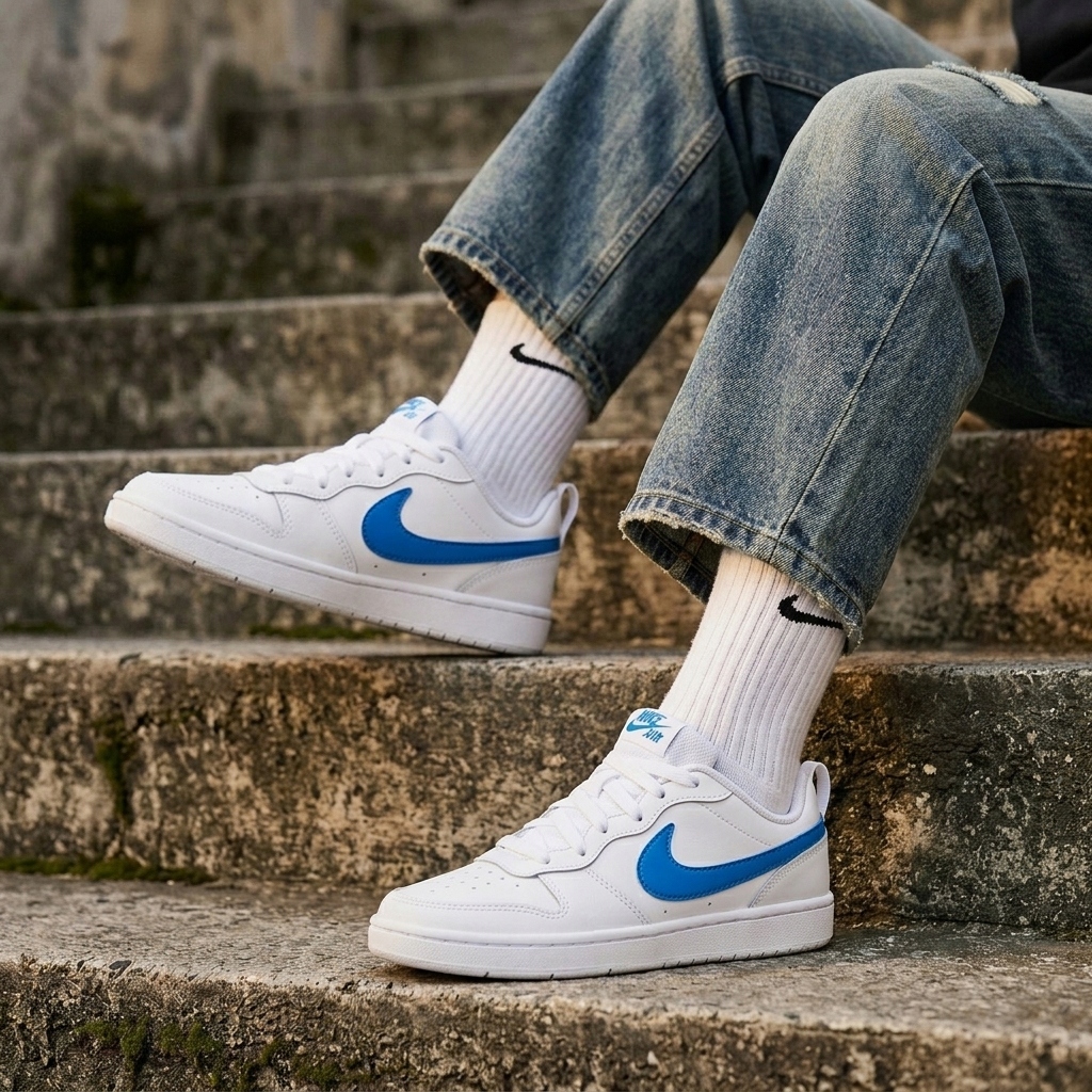 Buty młodzieżowe Nike Court Borough Oryginał sportowe białe r. 37,5