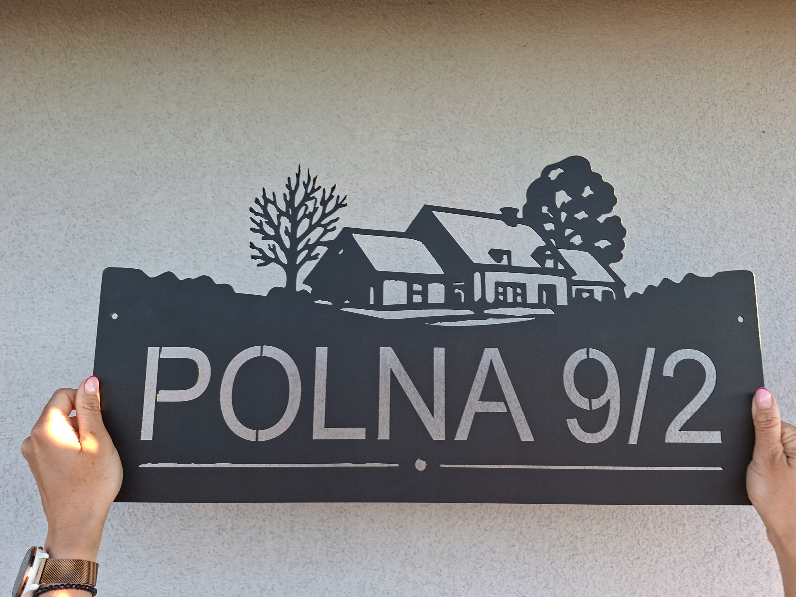 Adresová Tabuľka kovová plechová Veľká adresa číslo domu Poľná záhrada 60 cm