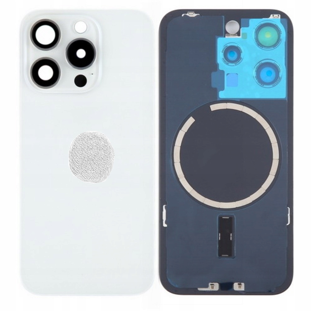 Klapka do iPhone 15 Pro Biały z ramką i osłoną obiektywu Jednobrylowa