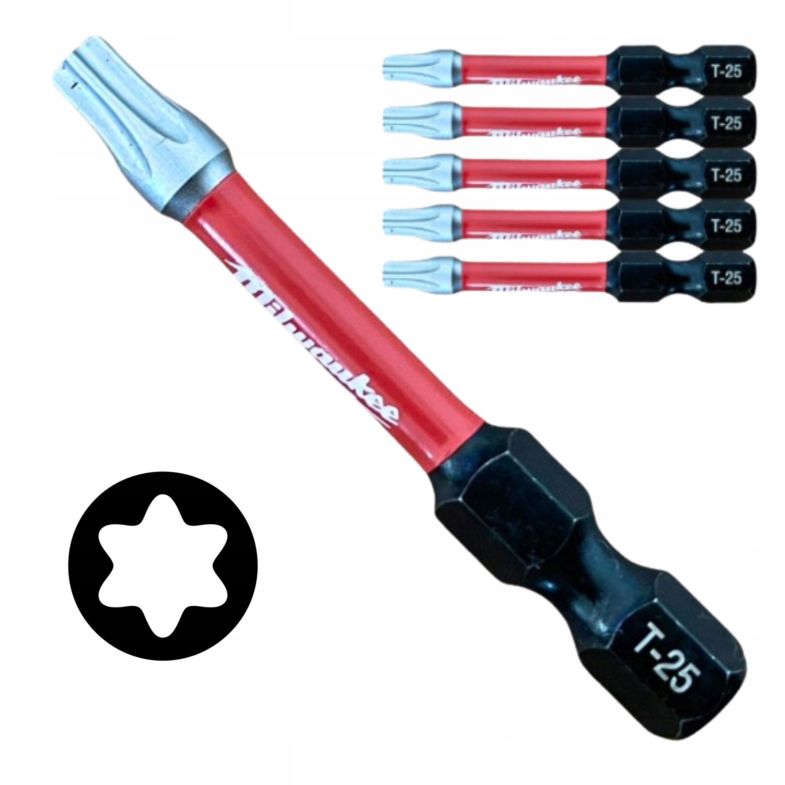 Zestaw bitów udarowych TX25 x 50 mm 5 szt. Milwaukee Torx Shockwave Hex