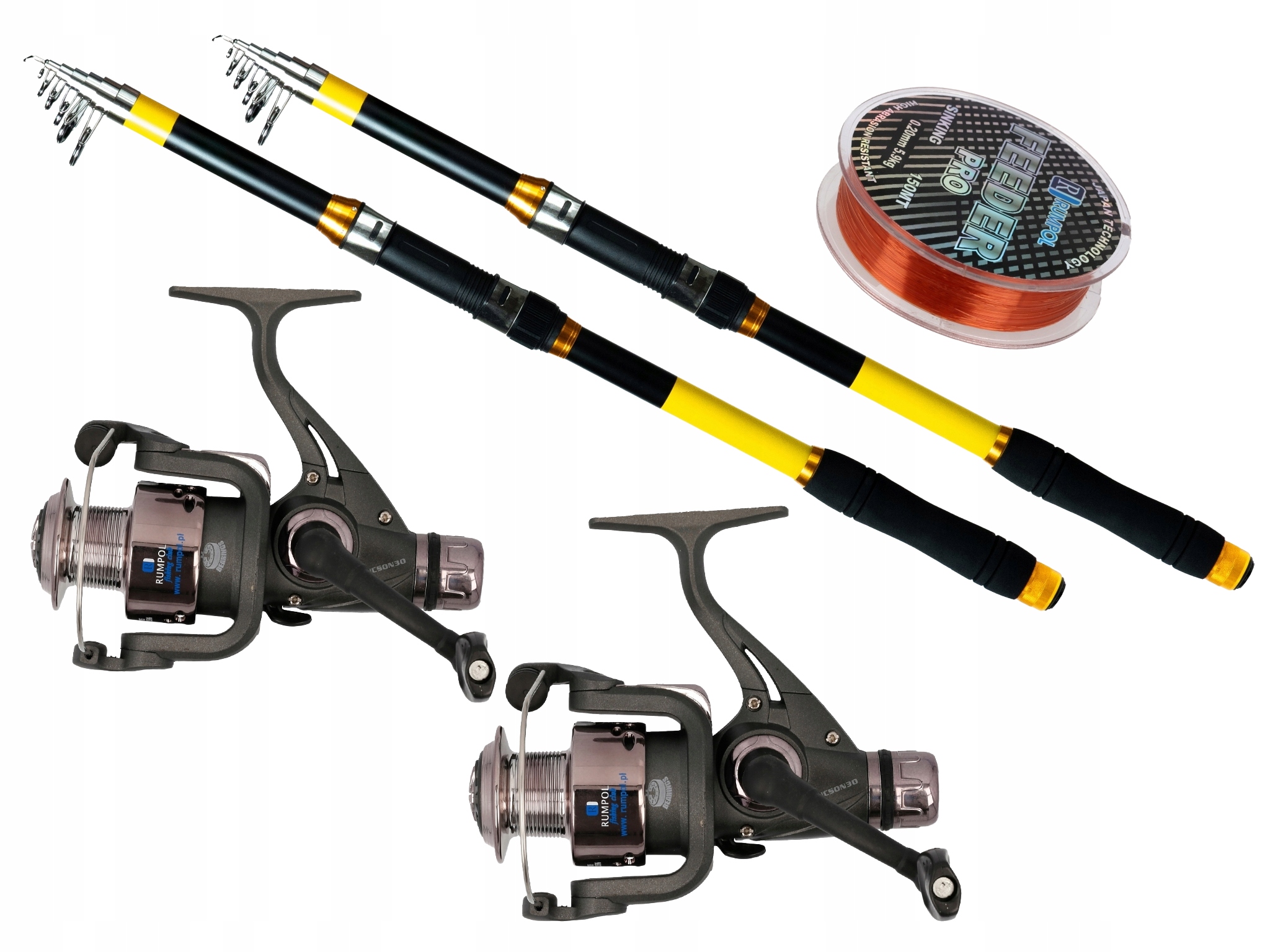 Kompletní rybářský set 2X Prut 2,4M 120G Teleskopický 2X Naviják