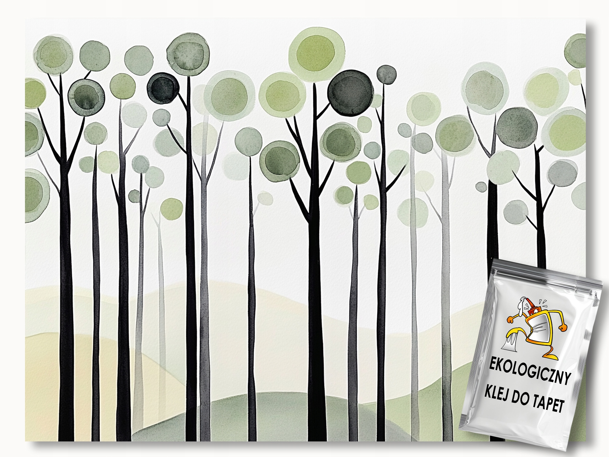 Fototapeta Flizelina Abstrakce Grafika Zelený Les Stromy 416x254 lepidlo