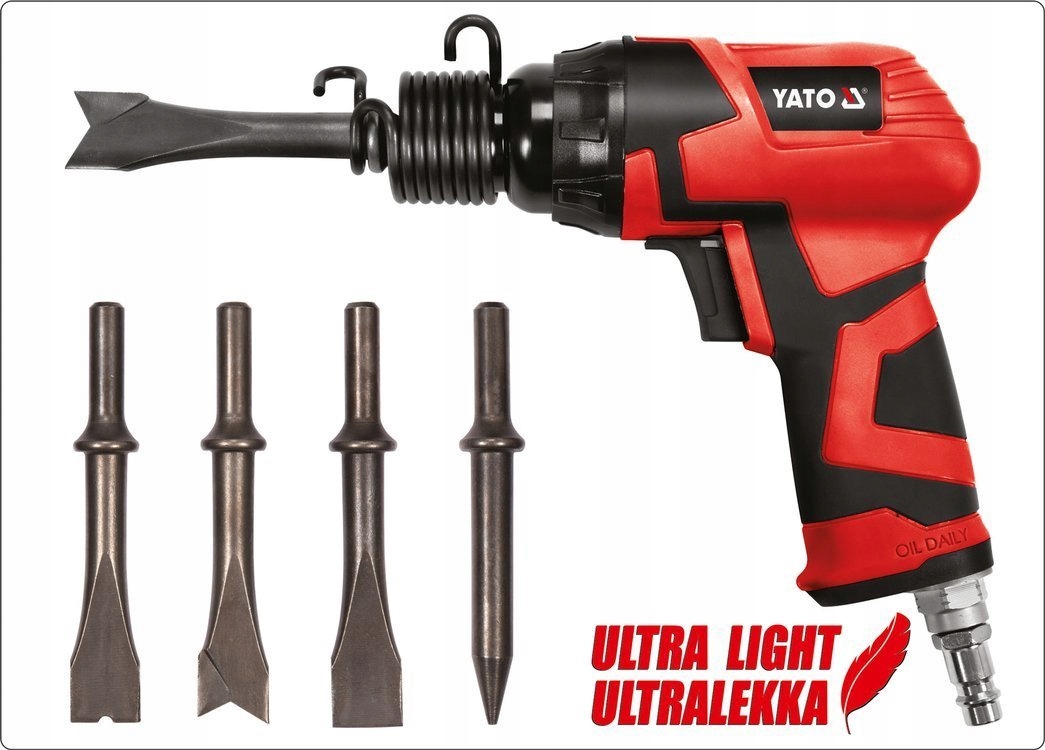 YATO KPL. MŁOTEK PNEUMATYCZNY DO SWORZNI DRĄŻKÓW PRZEGUBÓW DO RDZY +4 DŁUTA Typ uchwytu inny
