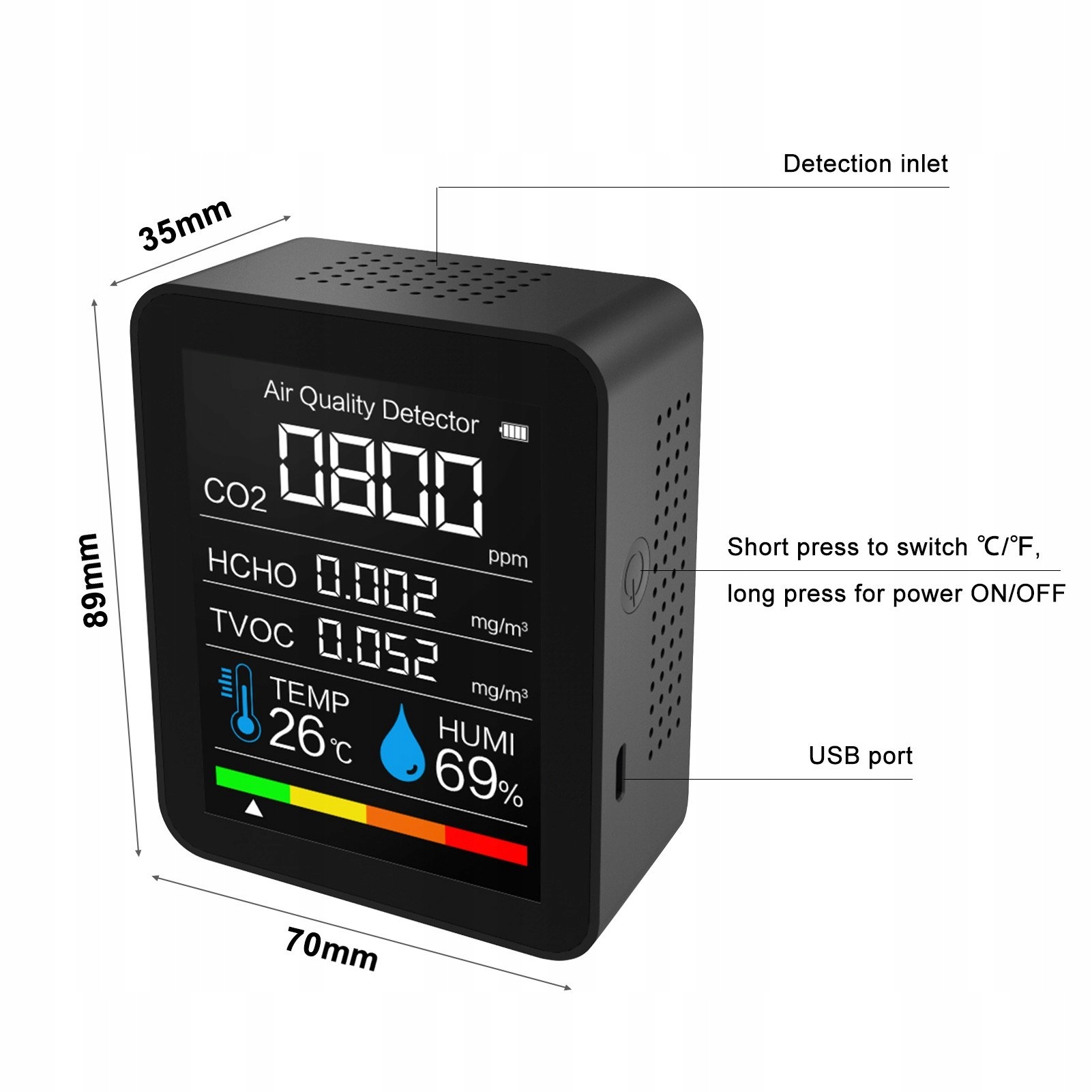 Монитор качества воздуха CO2/HCHO / Tvoc код производителя H38534W