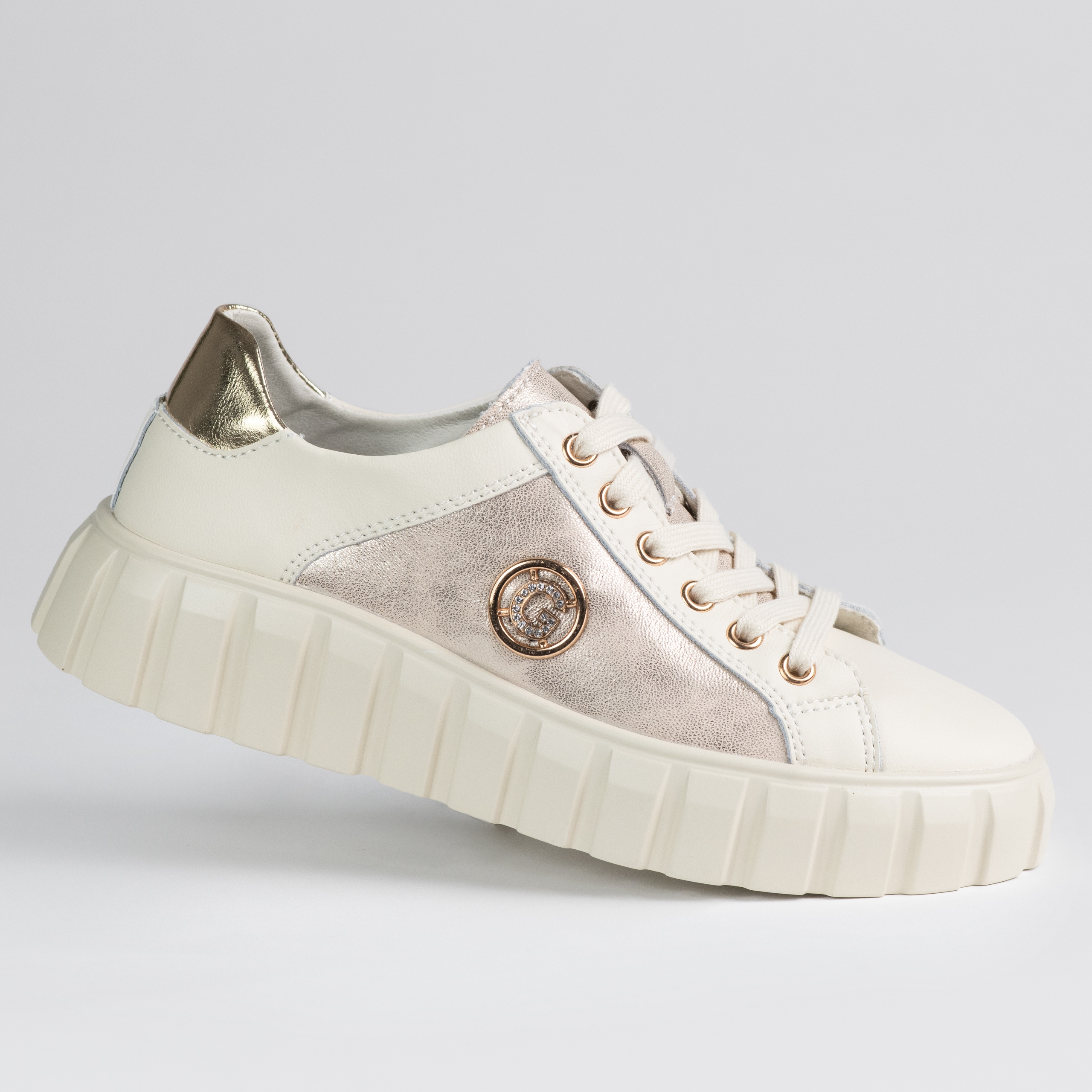 Półbuty damskie buty skóra naturalna Goodin GD-XF-71 beż złoto lekkie 37