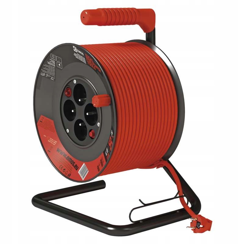 Predlžovací kábel na bubne 50 m 4 zás. s vypínačom červený Pvc…