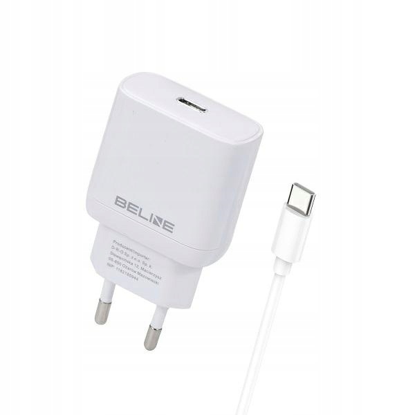 Beline Ład. siec. 1x Usb-c 30W kabel Usb-c biała Pd 3.0 BLNCW30C GaN