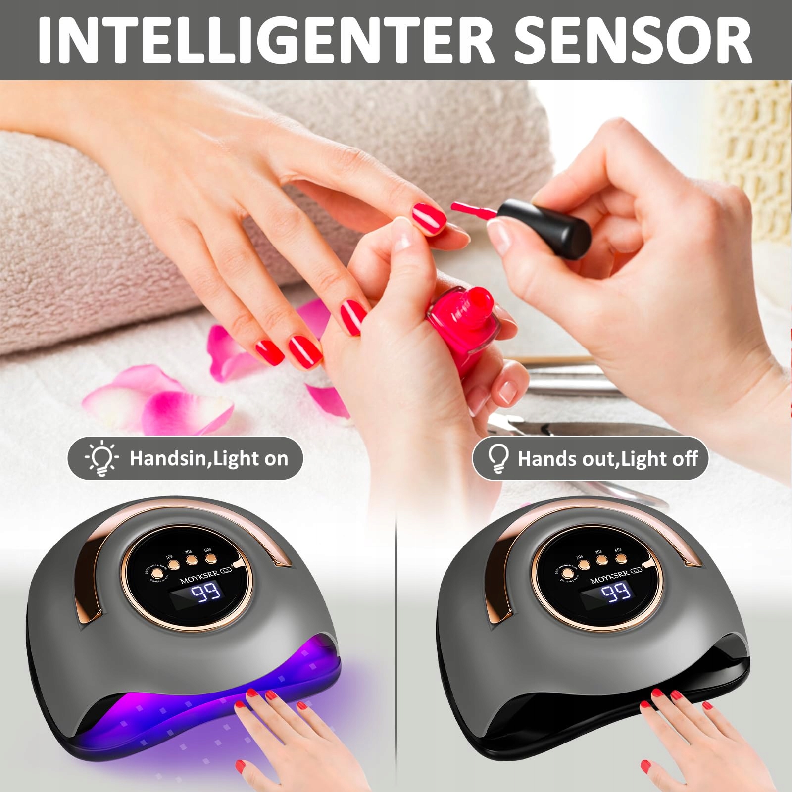 MOYKSRR Lampa UV LED 180W Do Paznokci Z Sensorem I 4 Timerami — miniatura 6