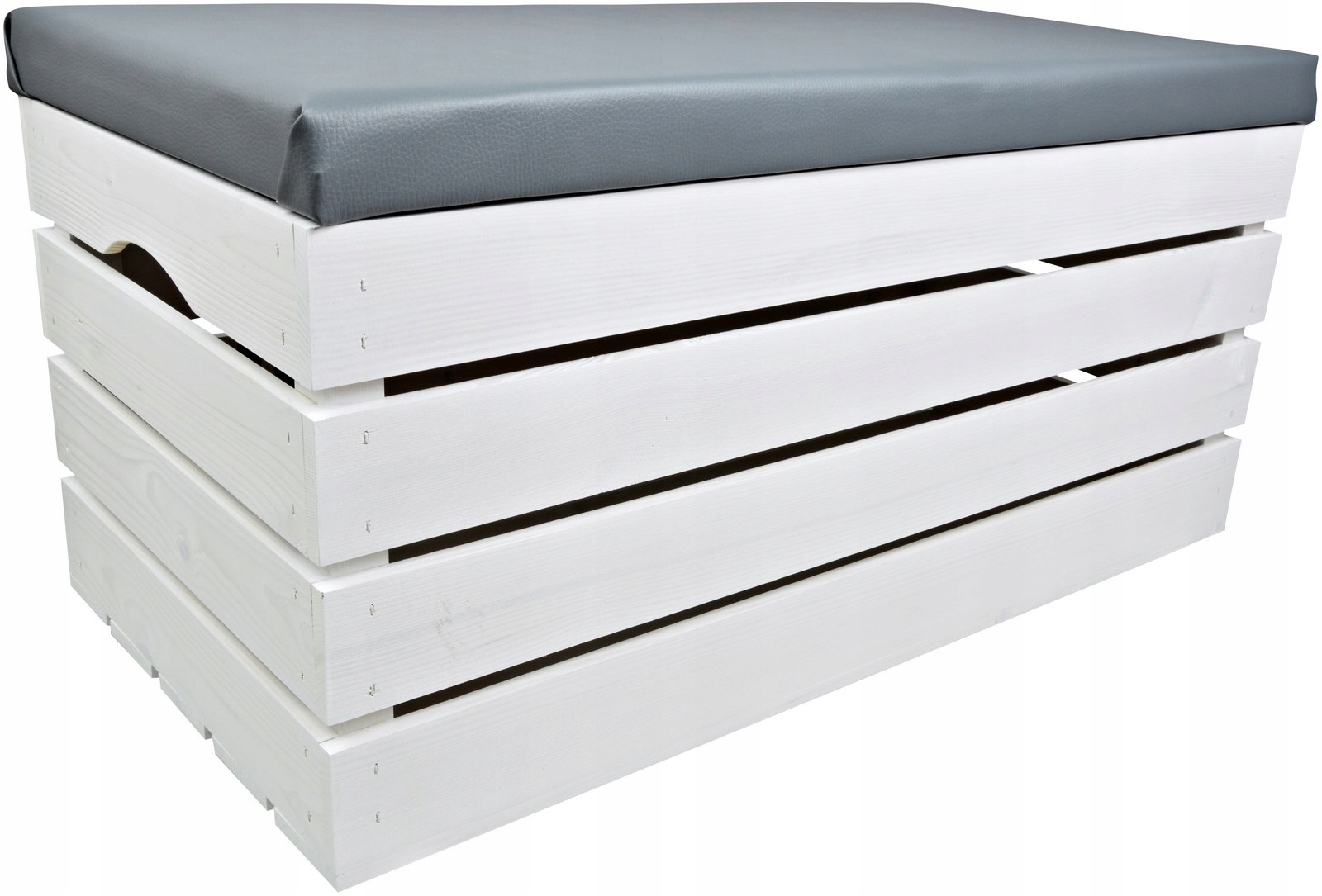 PUFA SKRZYNIA KUFEREK 80cm BIAŁA SOSNOWA SCHOWEK