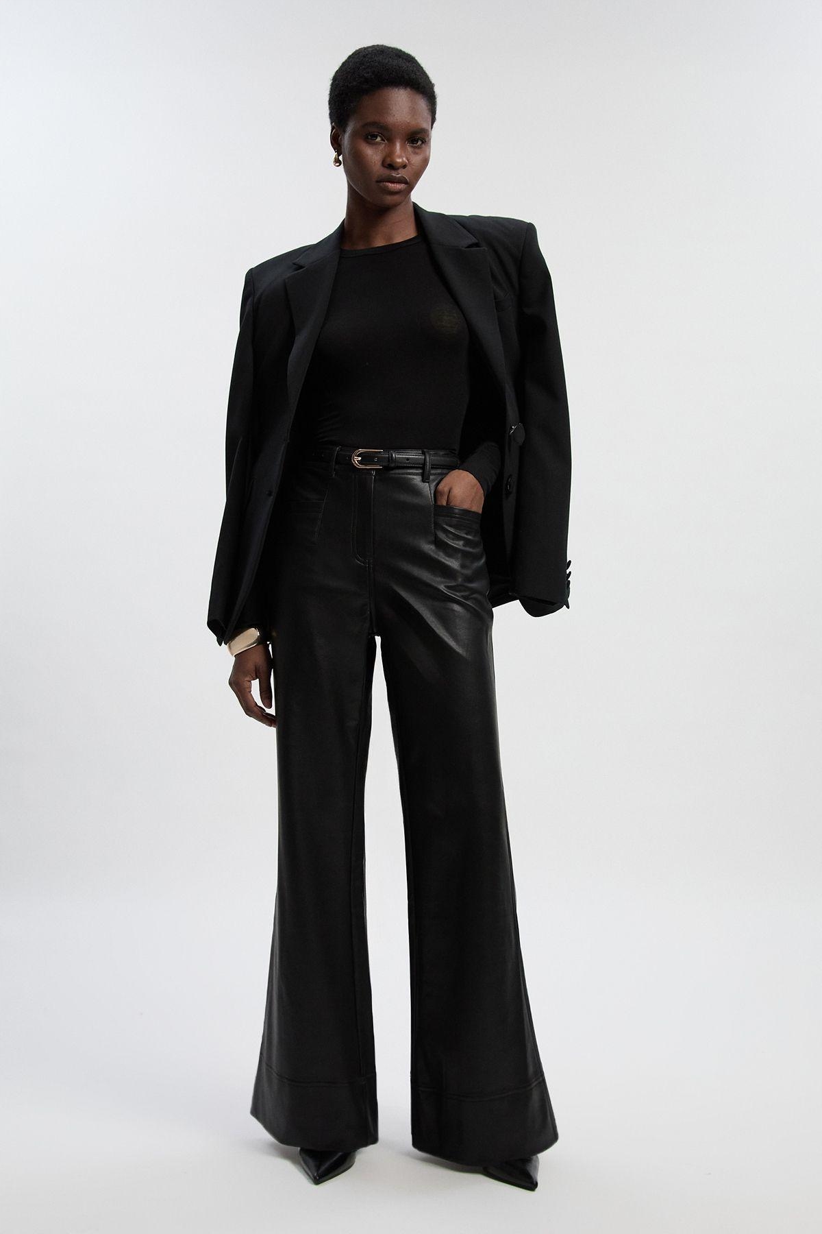 Černé Kalhoty Z Umělé Kůže Karen Millen XL