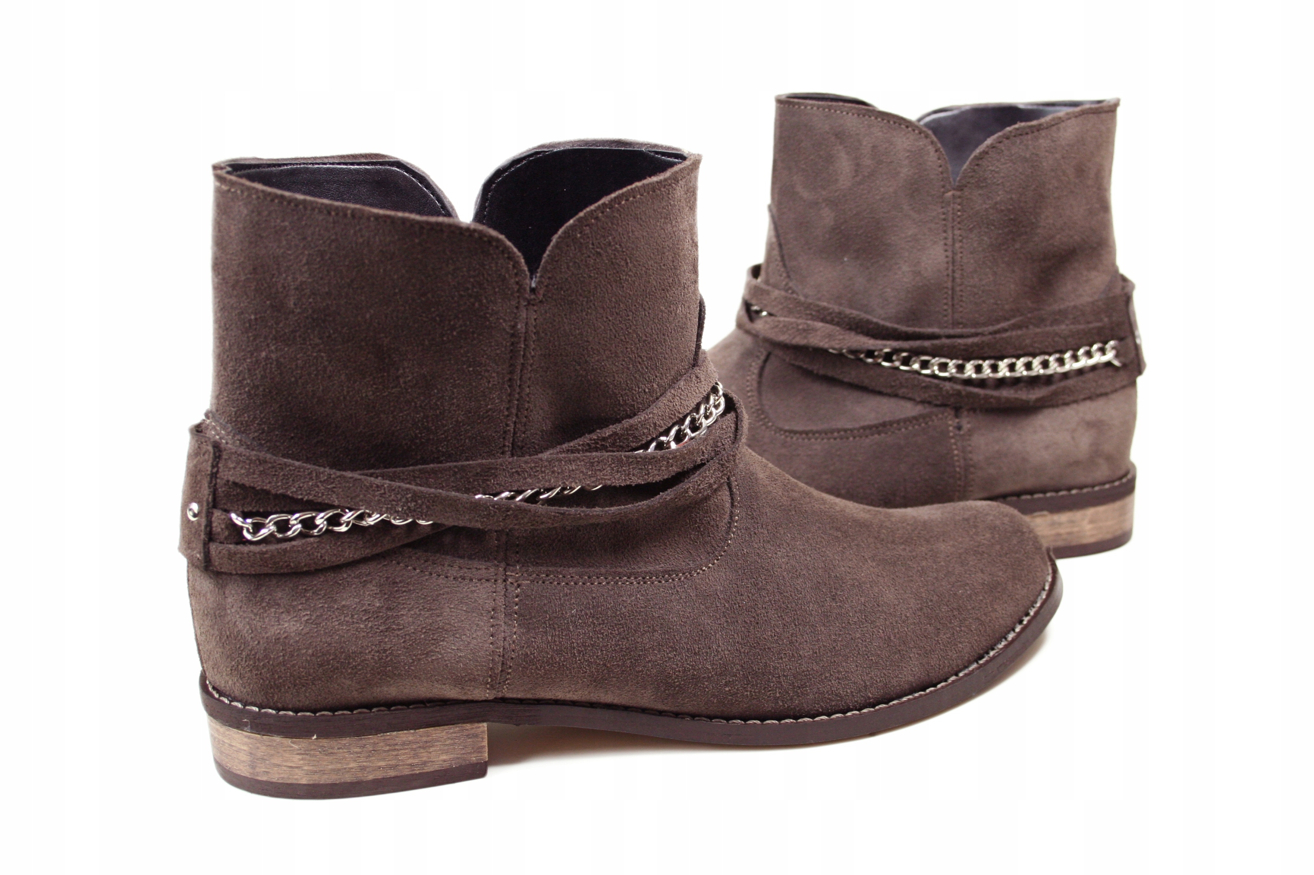 ELLABUT WIOSENNE ZAMSZOWE BOTKI SKÓRA MOKKA r37