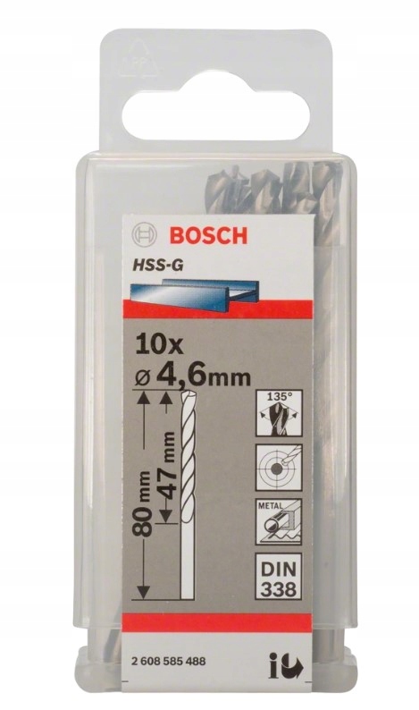 BOSCH VRTÁK DO KOVU HSS-G 4,6 mm 10ks