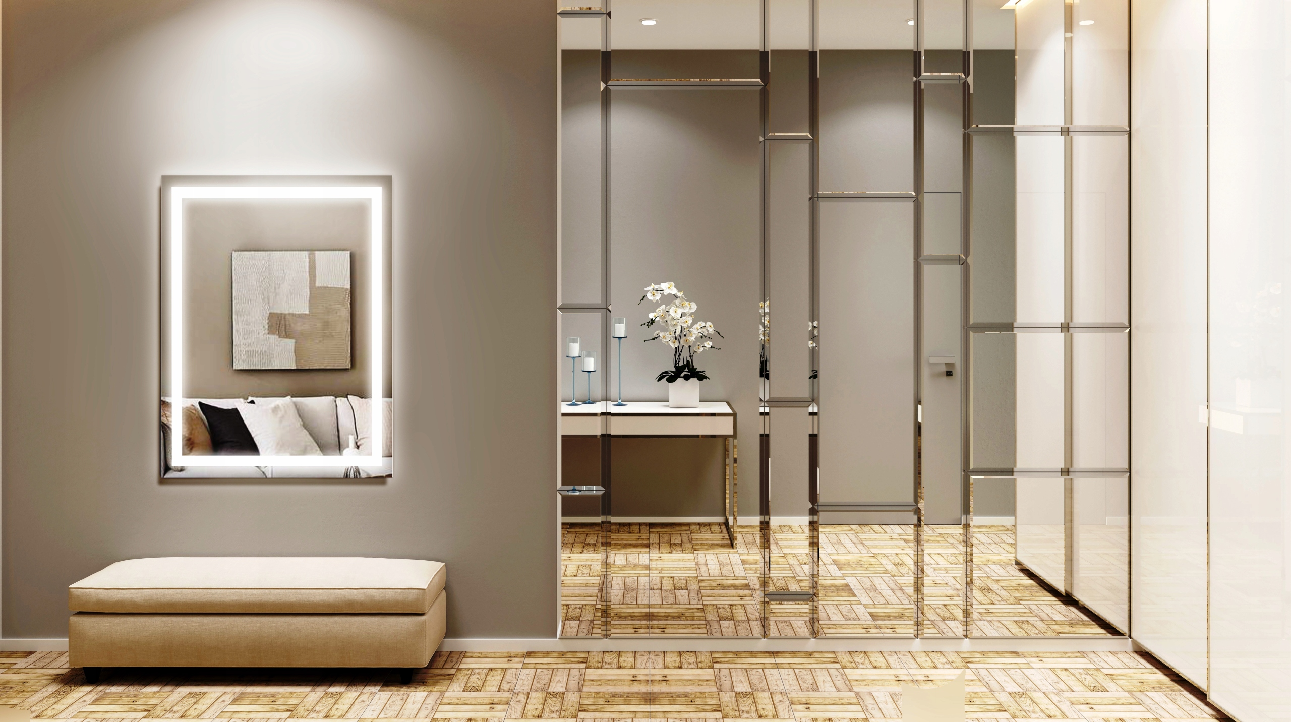 LUSTRO LED 60x80 PODŚWIETLANE ŁAZIENKOWE GLAMOUR Szerokość 600 mm