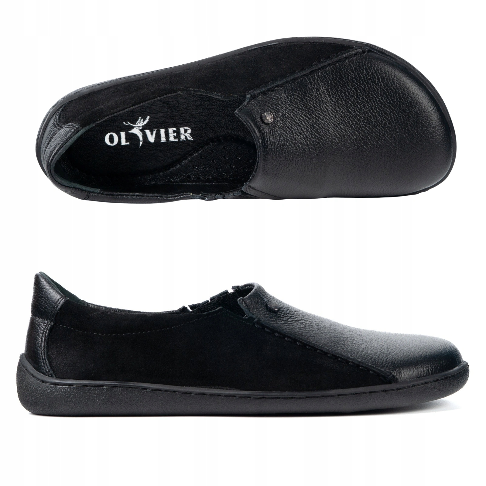 Dámské kožené barefoot boty slip on zero drop Sola široké černé 38