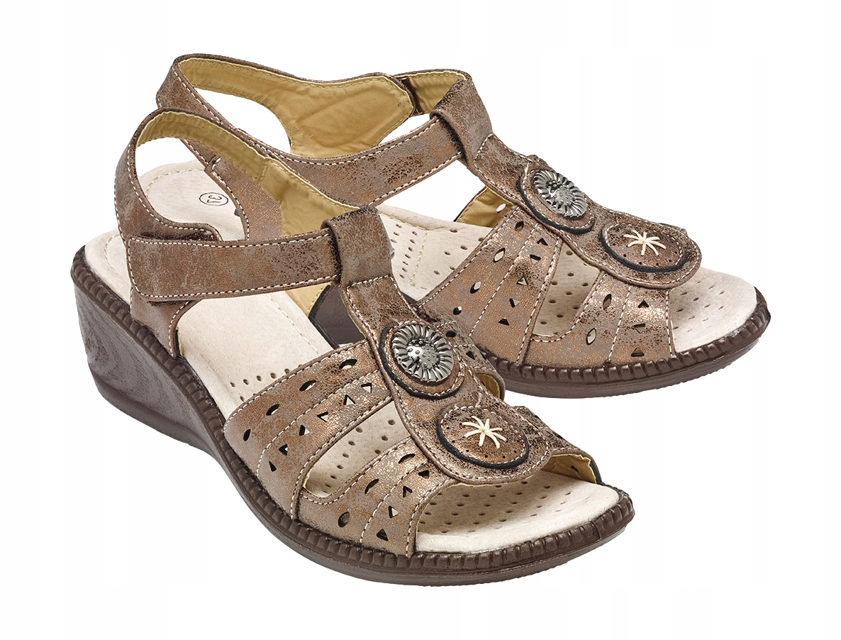 

Buty Sandały Damskie rzep lekkie Brąz *38