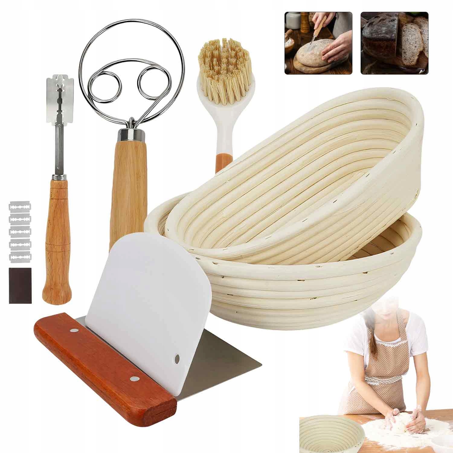 Ratanový Košík Na Kynutí Chleba Garování Kulatý Set Na Pečení