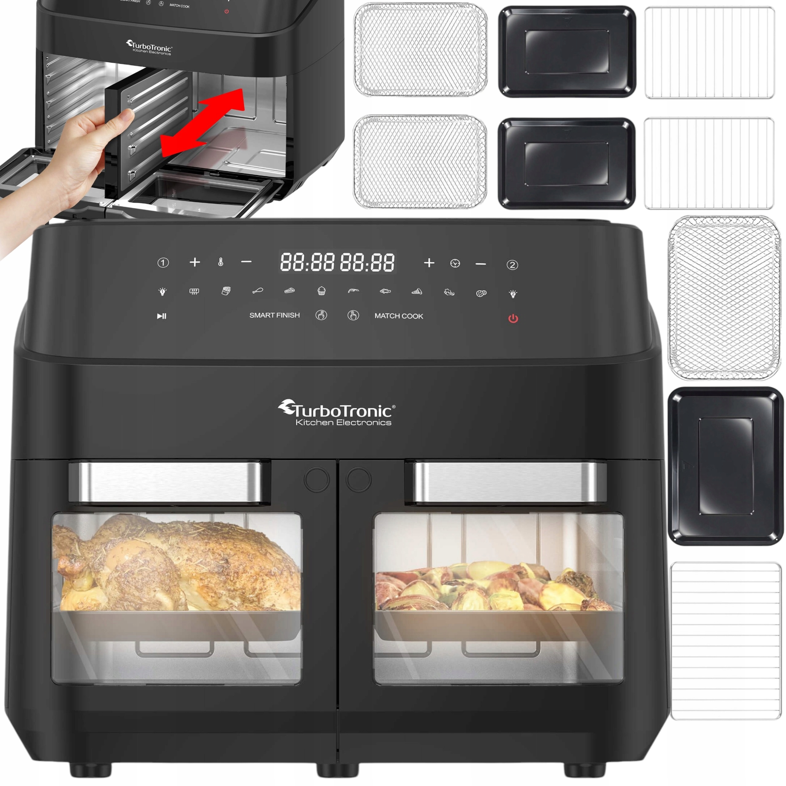 Dwustrefowy Dzielony Piekarnik Elektryczny Frytownica Beztłuszczowa 12L