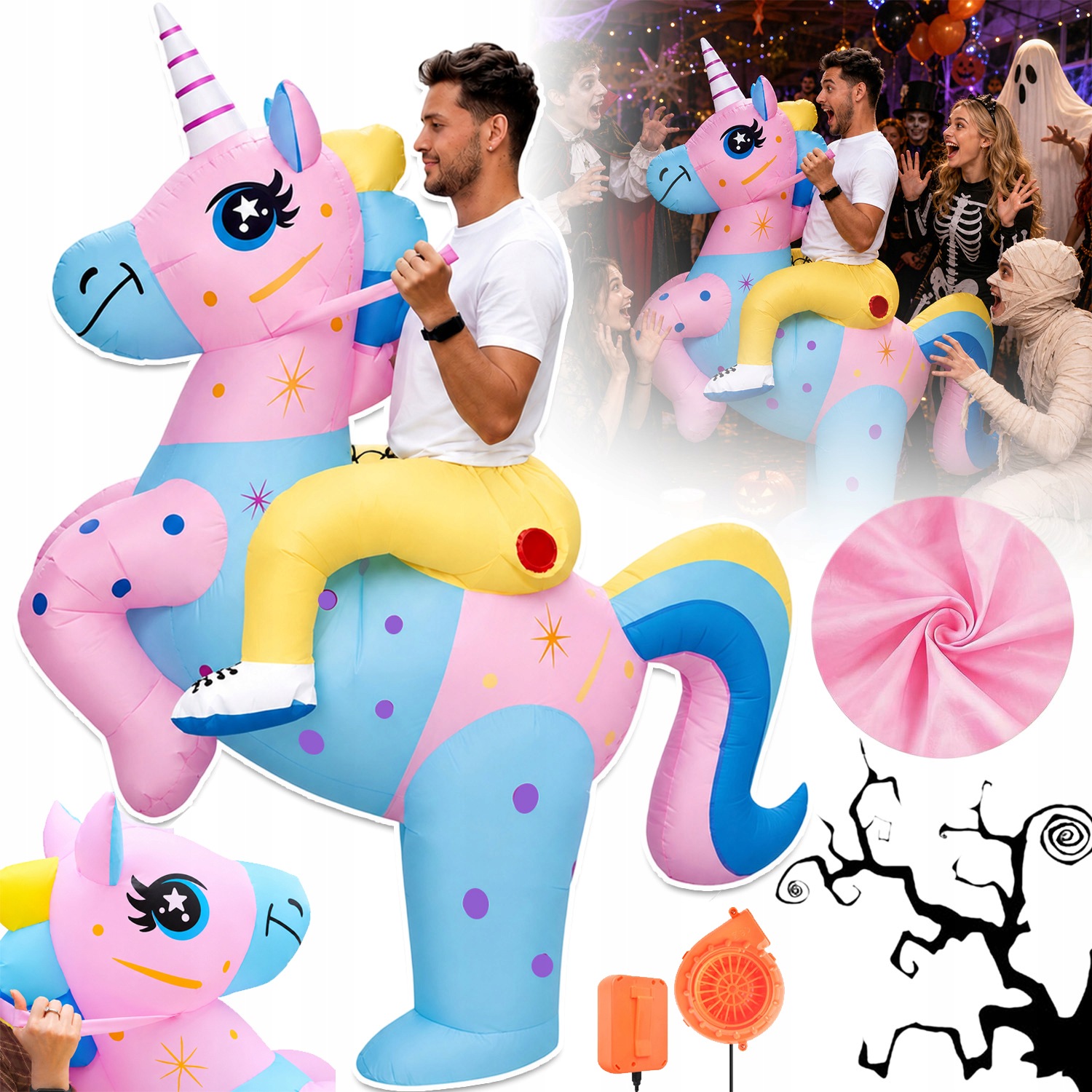Nafukovací Převlek Kostým Jednorožec Kostým Unicorn Karneval Odolný