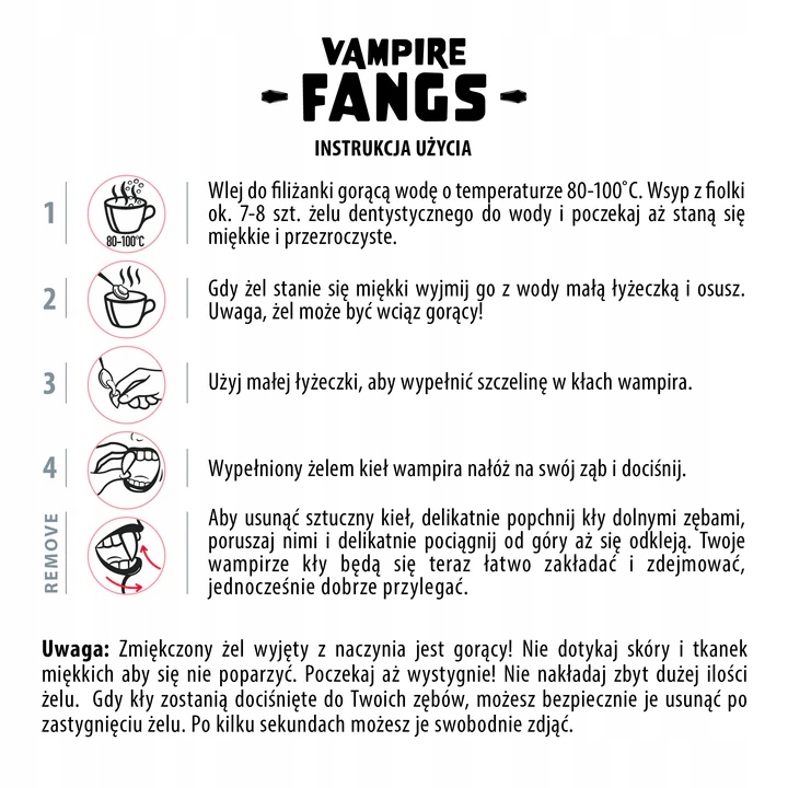 KŁY WAMPIRA DŁUGIE 15MM HALLOWEEN Z KLEJEM WAMPIR DRAKULA CHARAKTERYZACJA Kod producenta 910110