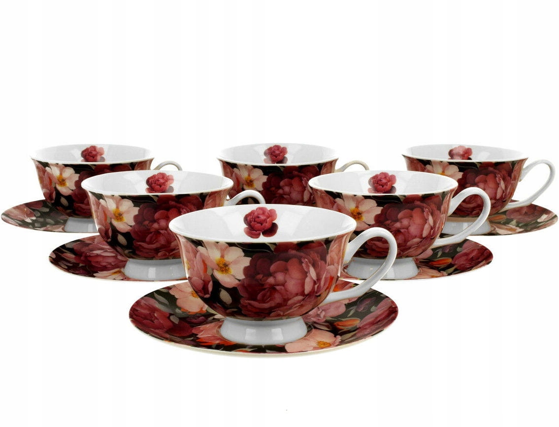 Porcelánové šálky Spring Roses Black