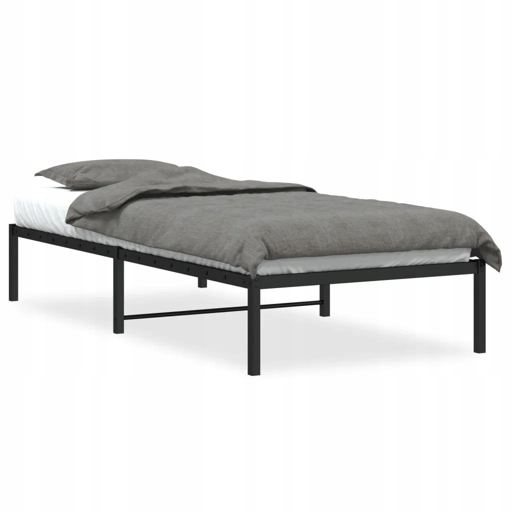 Černý kovový rám postele 207 x 95 x 31 cm, vhodná matrace 90 x 200 cm