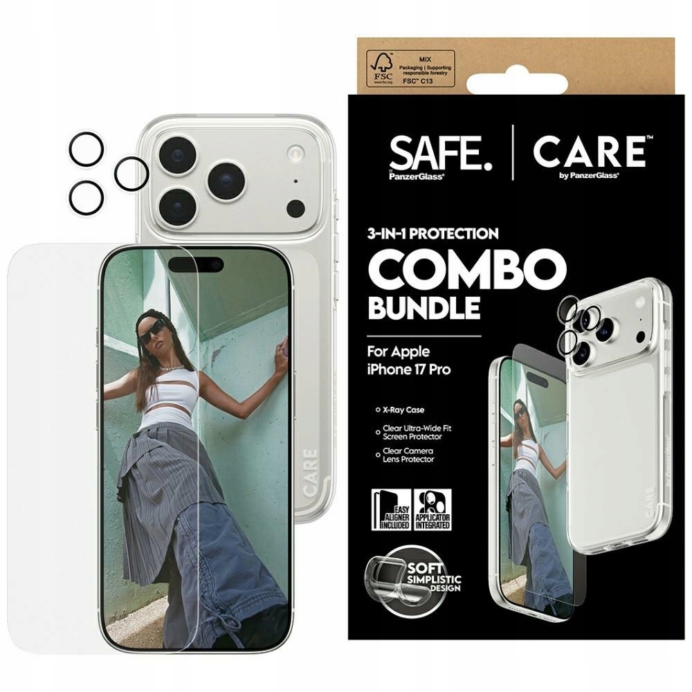 Ochranný set Care od PanzerGlass Fashionable Combo 3v1 pro iPhone 17 Pro