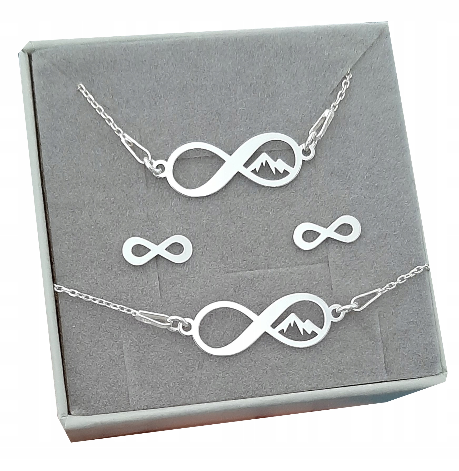 Stříbrný Komplet 925 infinity Hory+ Gravírování