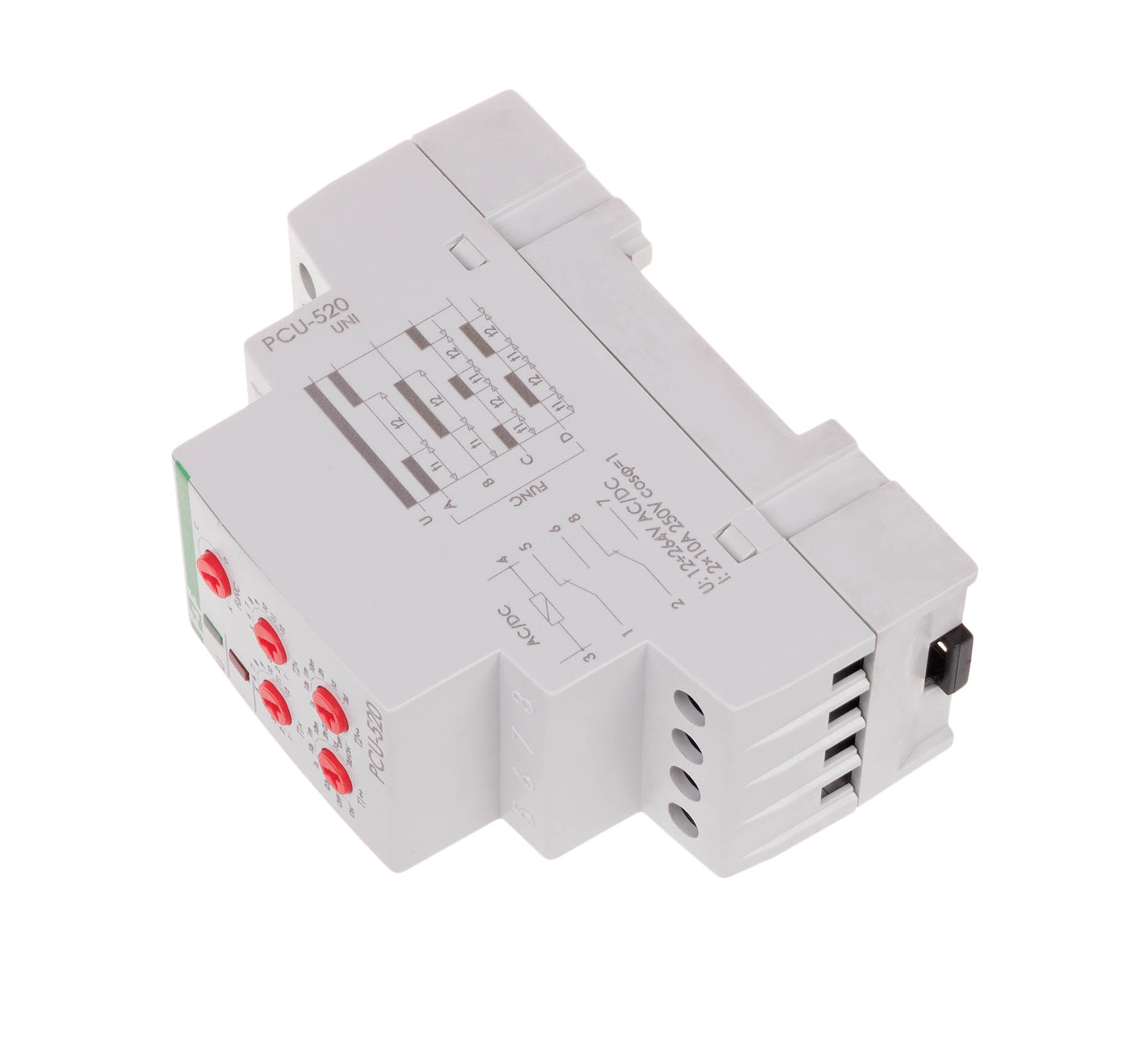 Časové relé multifunkční 2P 8A 0,1sek-576h 12-264V Ac/dc PCU-520UNI