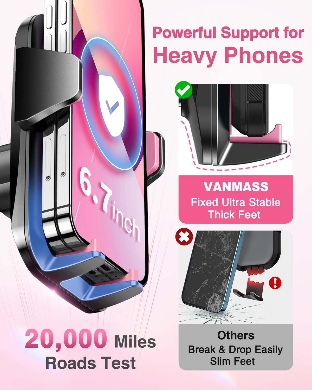 VANMASS Samochodowy uchwyt na telefon komórkowy z wentylacją Przyssawka — miniatura 5