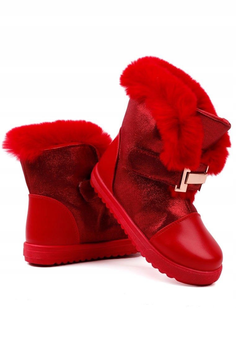 Botki dziewczęce ocieplane śniegowce kozaki red Bohater Inny