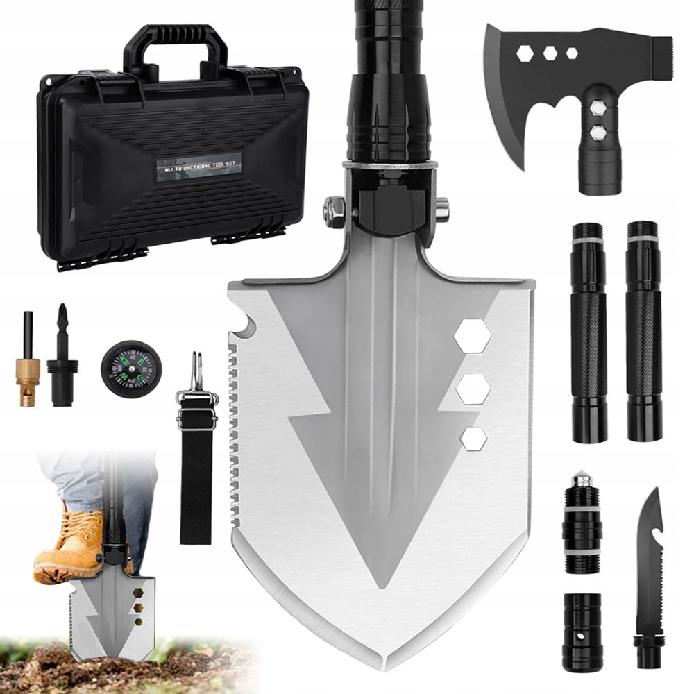Skládací Lopata Sekera Křesadlo Taktická Surviva Multifunkční Sada