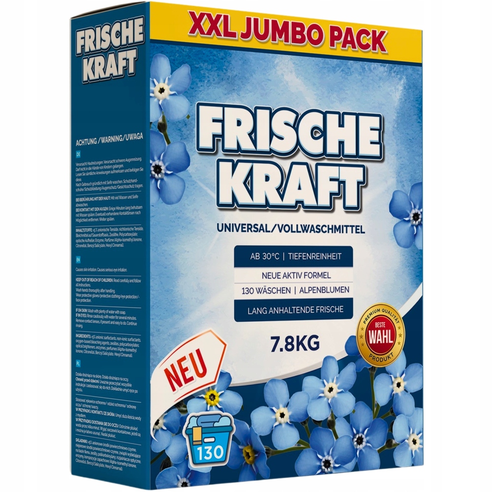 2x německý prací prášek Frische Kraft 7,8 kg univerzální 130 praní