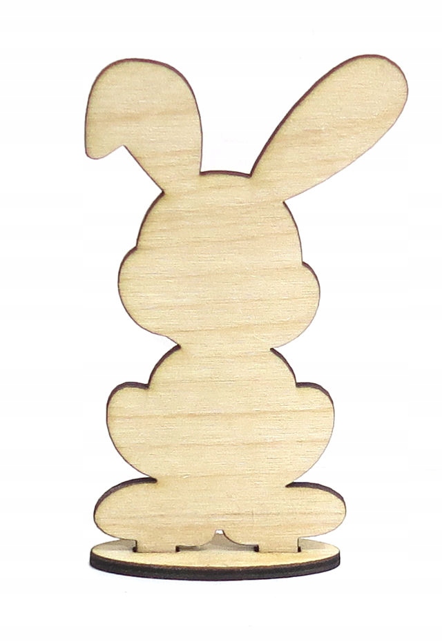 DREWNIANY ZAJĄC ZAJĄCZEK WIELKANOCNY NA PODSTAWCE OZDOBA DEKORACJA KM37