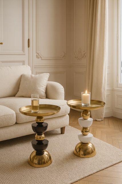 Stoliki kawowe metalowe zestaw 2 szt ława glamour do salonu styl art deco