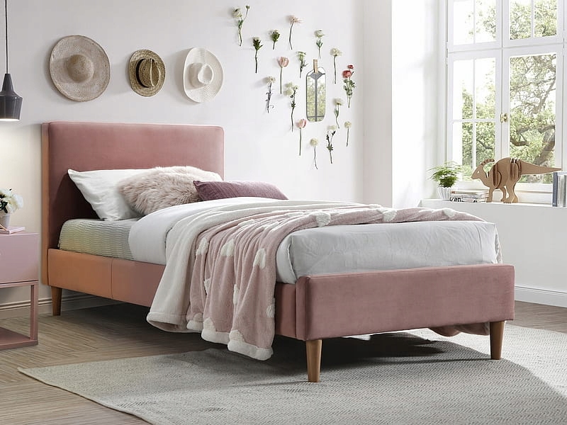 

Łóżko Acoma Velvet 90x200 ant róż jednoosobowe