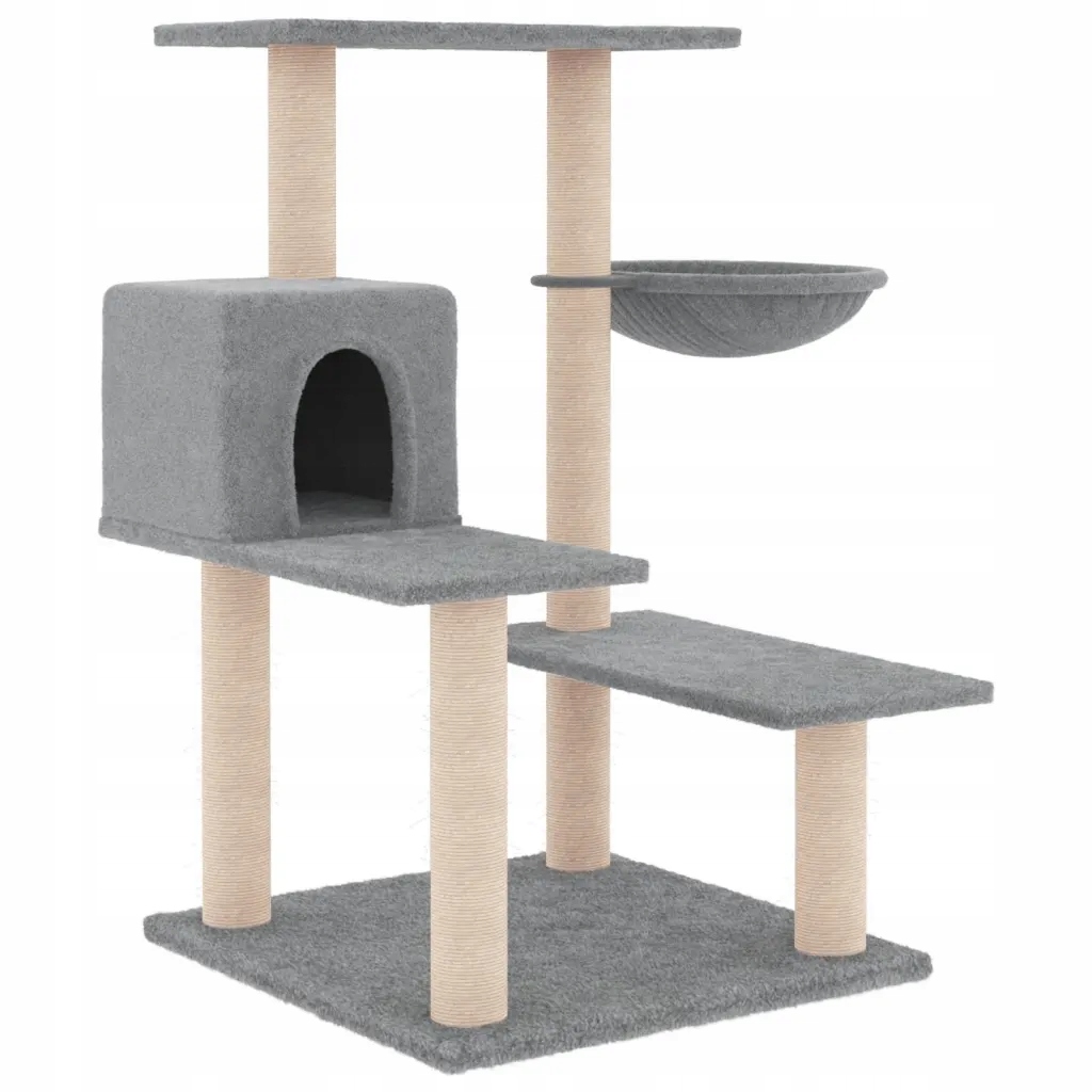 Levně vidaXL Škrabadlo pro kočky, se sisalovými sloupky, světle šedé, 82,5 cm
