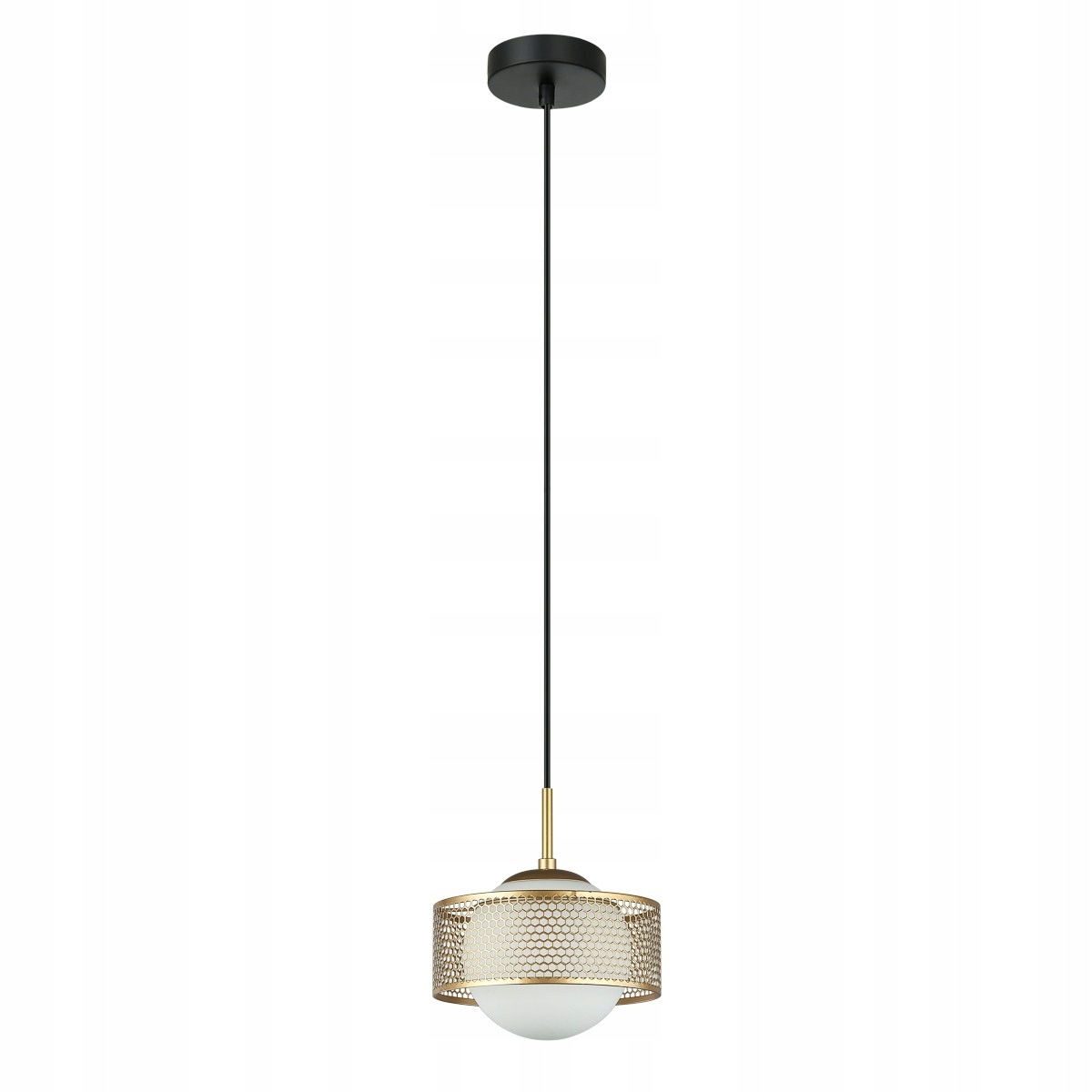 Lomica Moderní zlatá závěsná lampa Kulová bílá Stínidlo E27 40W