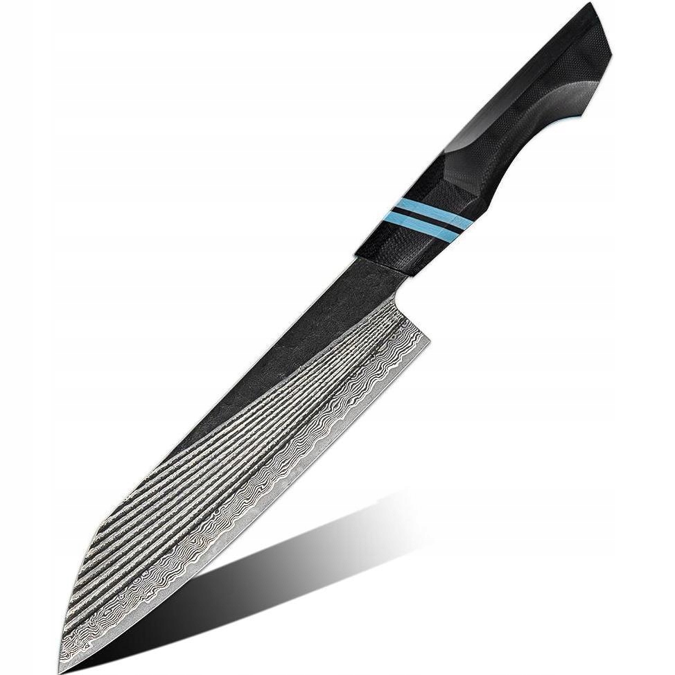 Damaškový kuchynský nôž Zetsurin Chef/Čierna/Modrá KP-37423