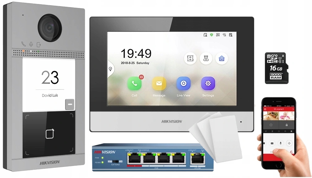 WiFi Ip 7'' Hikvision Videovrátnik Bránka Bezkontaktné karty