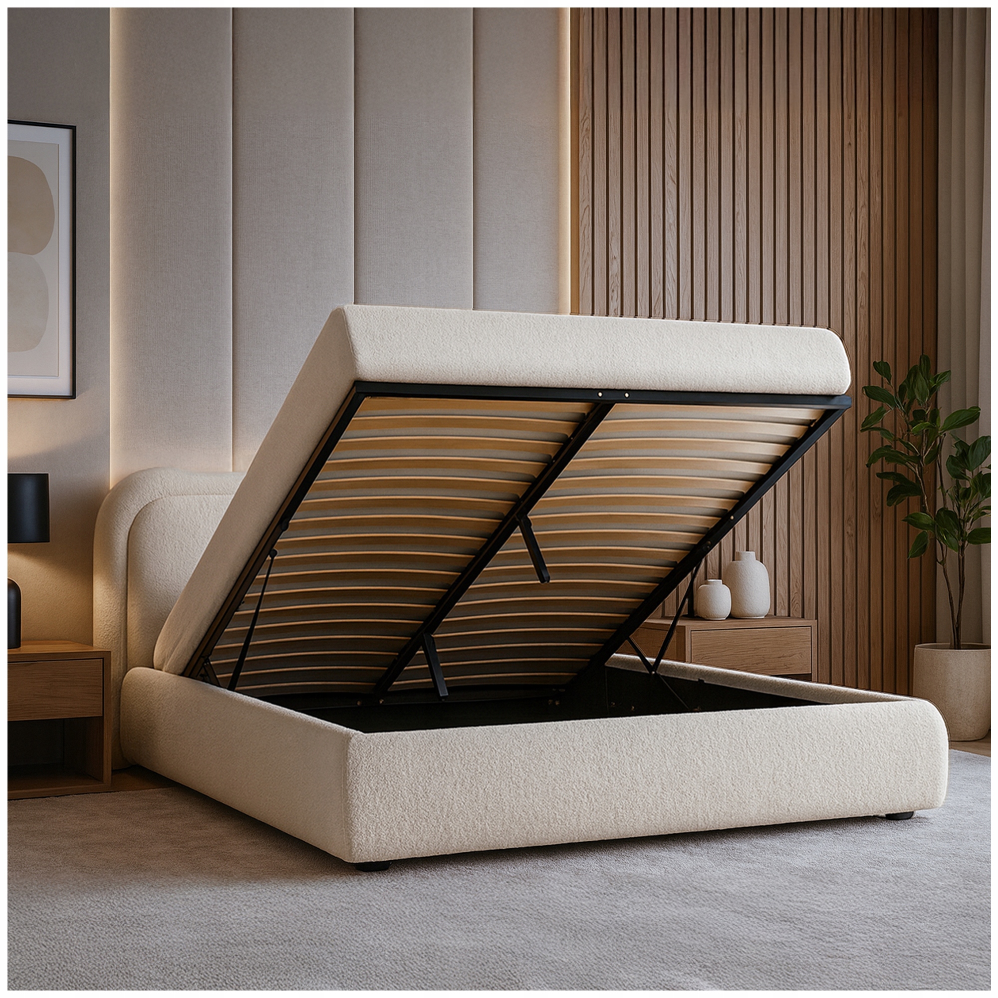 Postel 160x200 Čalouněná dvoulůžková do ložnice Beránek Krém Haga