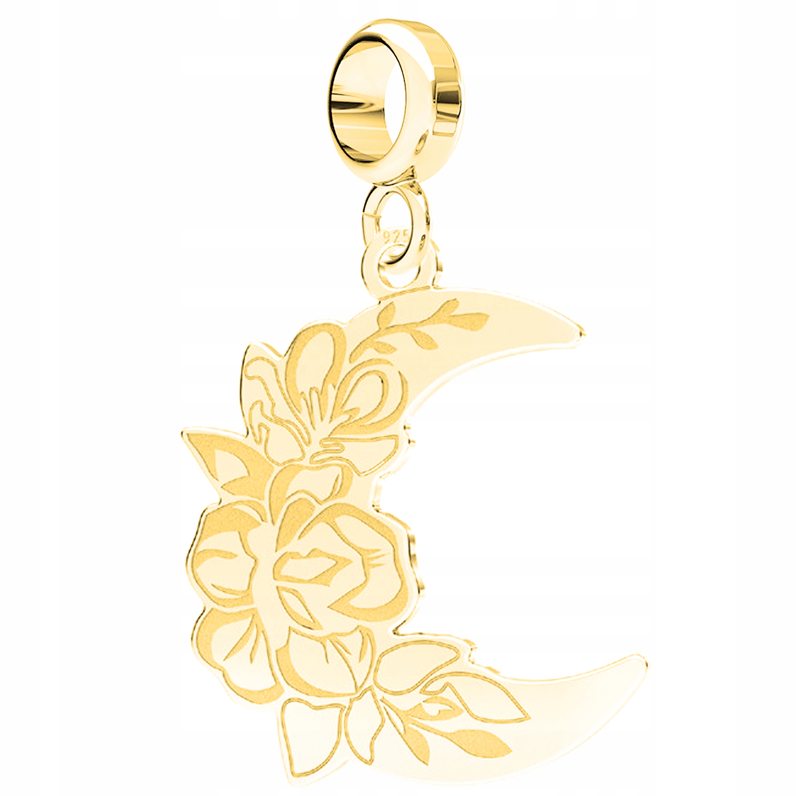 Charms Zlatý růžový měsíc Půlměsíc Květiny Růže Měsíc Stříbro 925