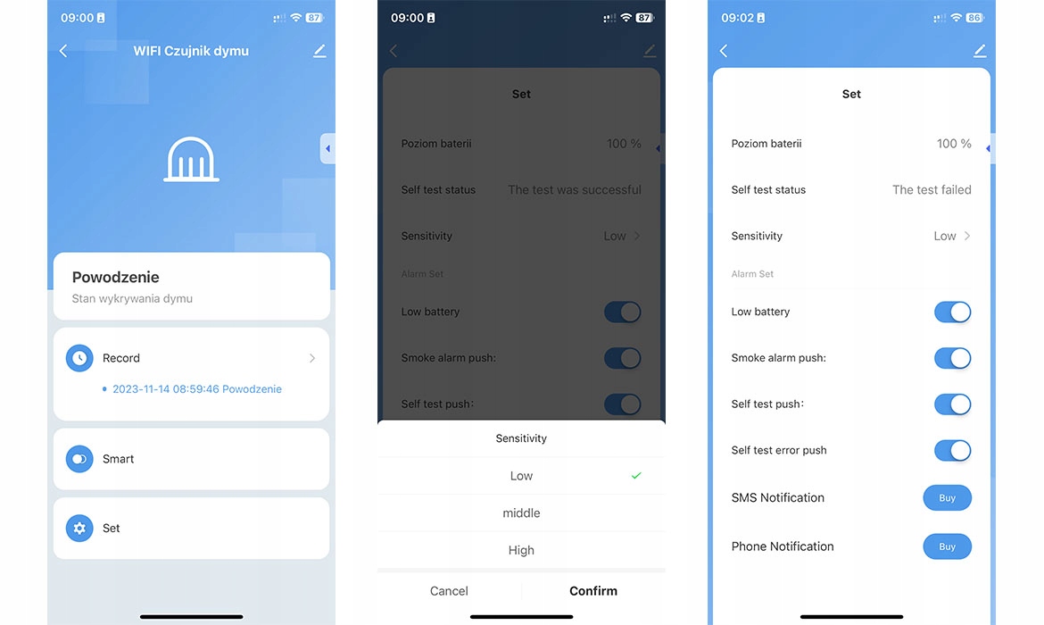 CZUJNIK DYMU OGNIA WIFI ALARM CZUJKA TUYA SMART Z SYRENĄ NA BATEIRE Informacje o bezpieczeństwie CE