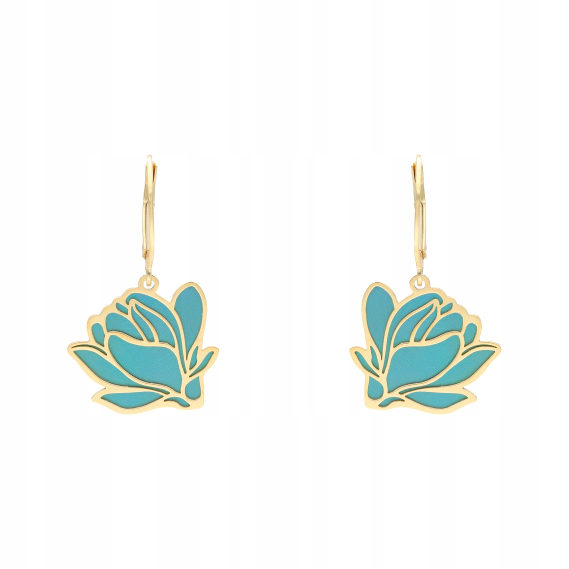 Náušnice tyrkysový květ titan stříbro pozlacené