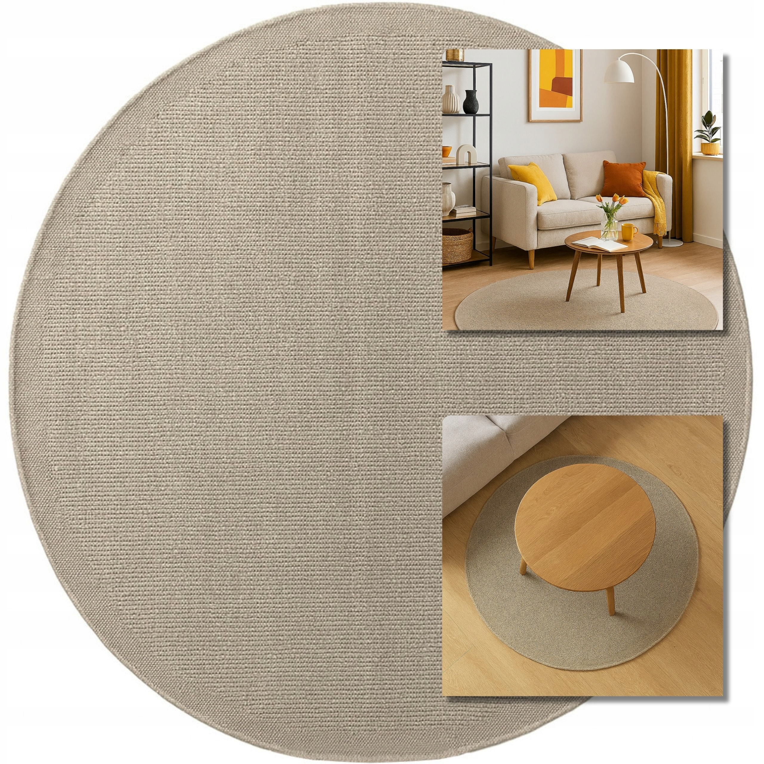 Koberec Kulatý Vlněný Dune Šedý Béžový Vlněný Koberec Obývacího Pokoje Vlna 160 cm