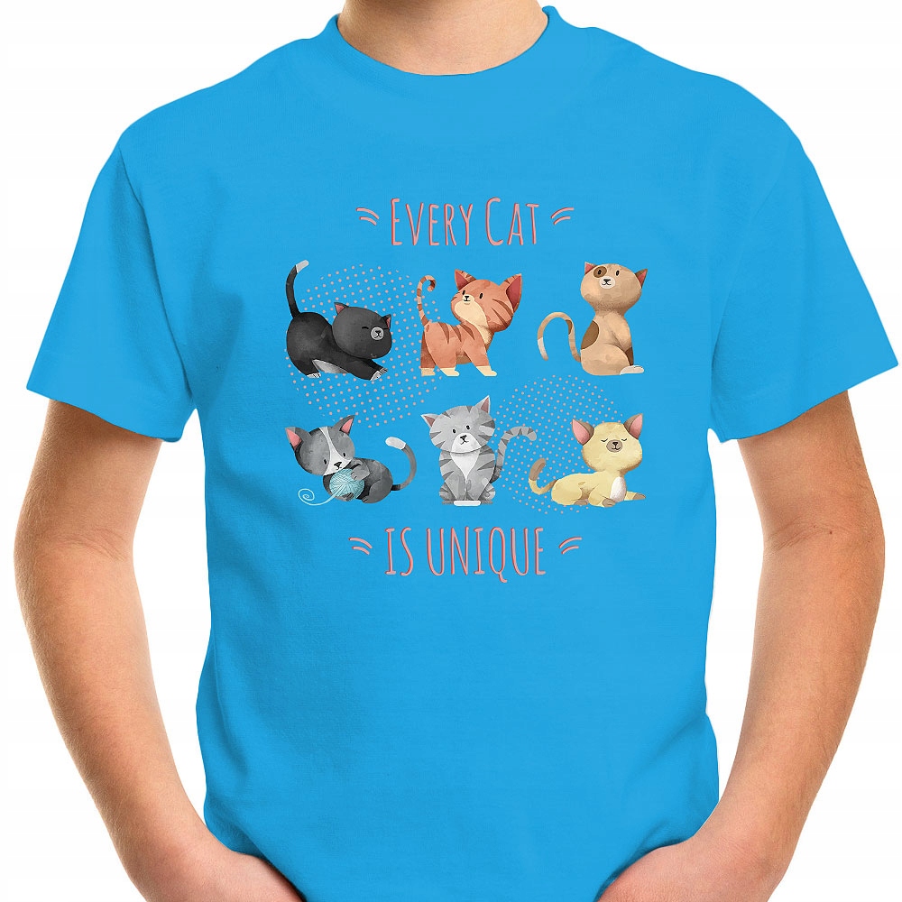 T-SHIRT KOSZULKA DLA DZIECKA KOTY KOTKI 128 SUPER JAKOŚĆ