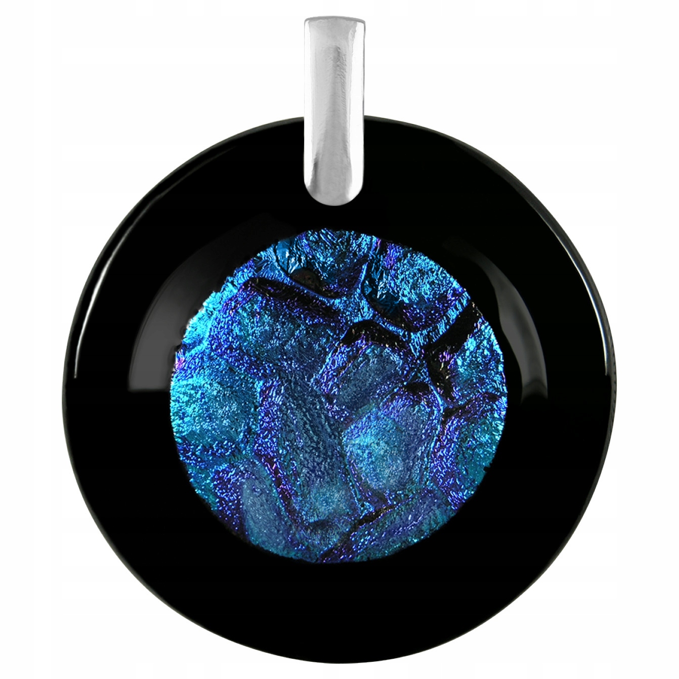 Dámský černý přívěsek Harf sklo murano kolečko